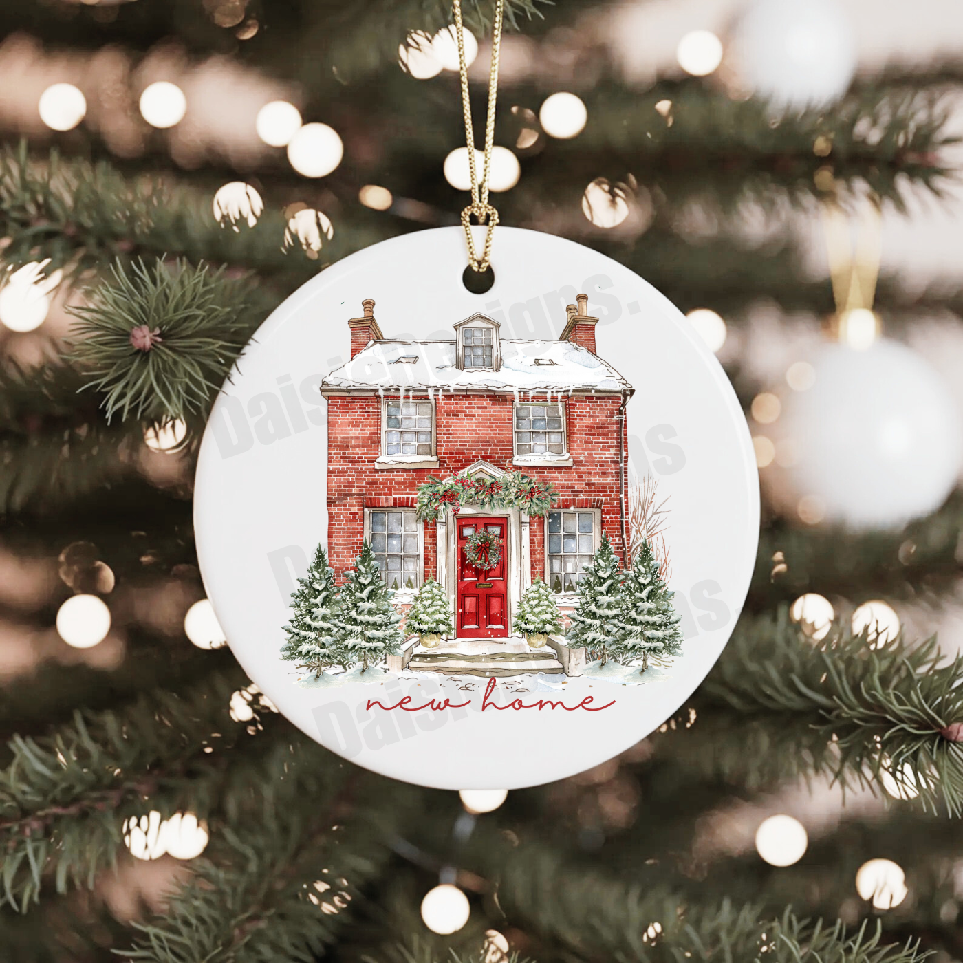 ceramic hanging flat bauble.