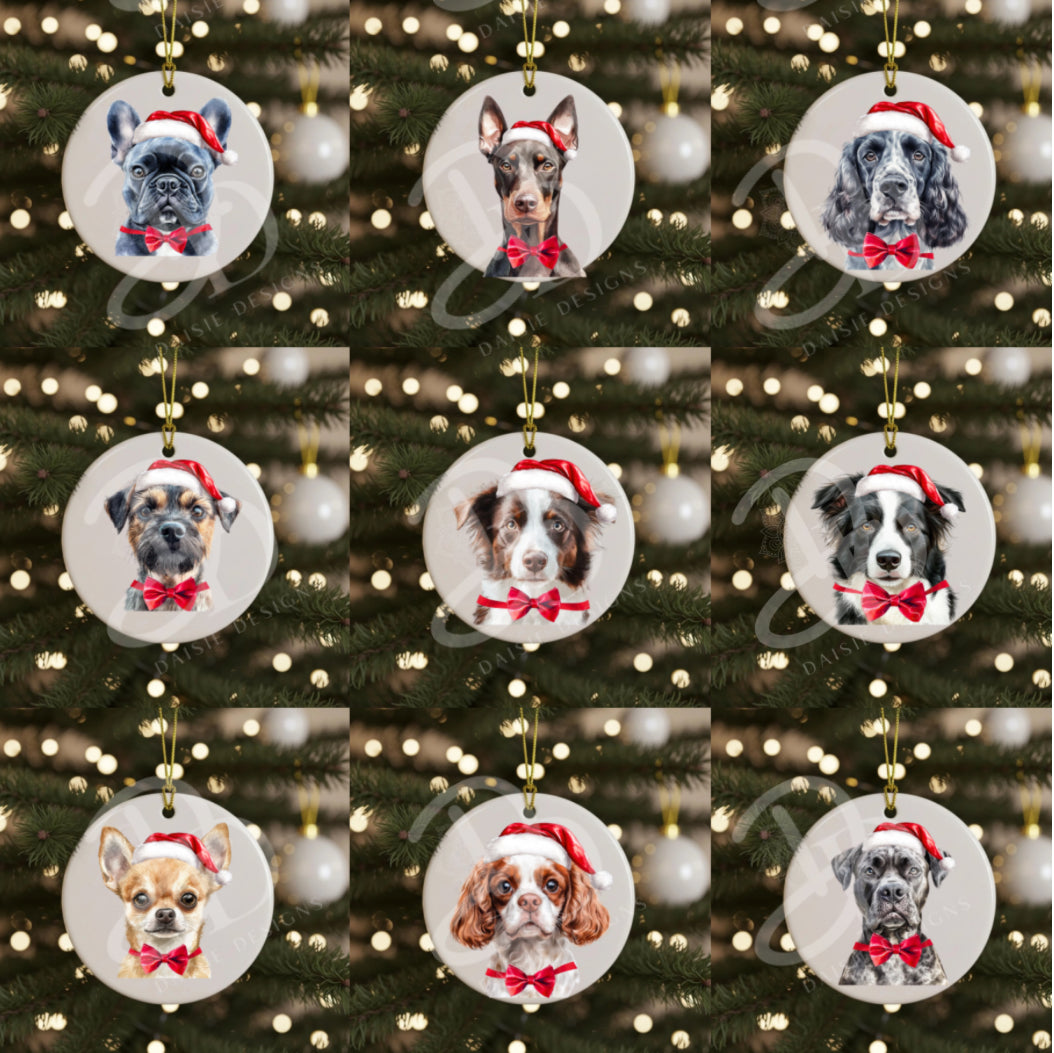 ceramic hanging flat bauble- dogs