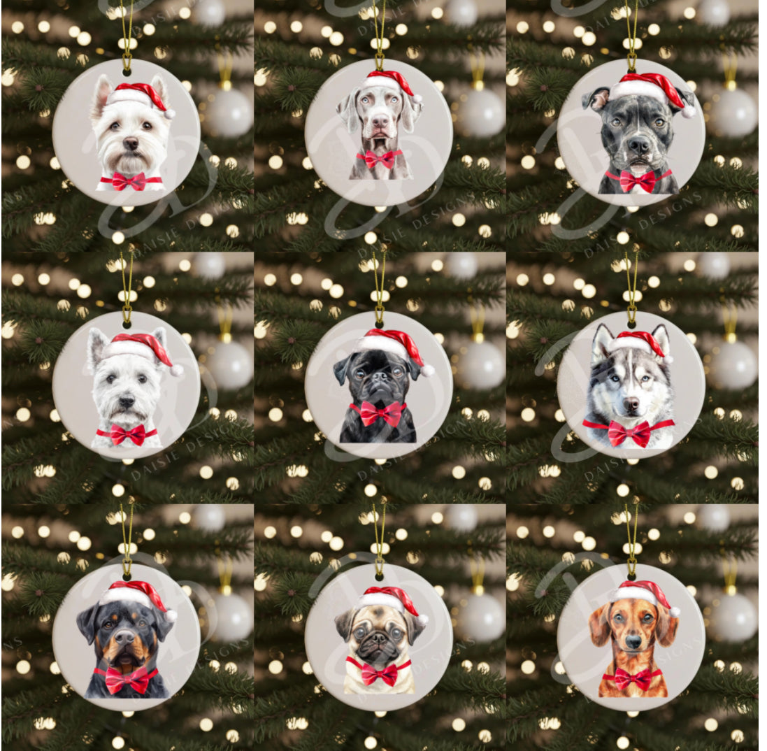 ceramic hanging flat bauble- dogs