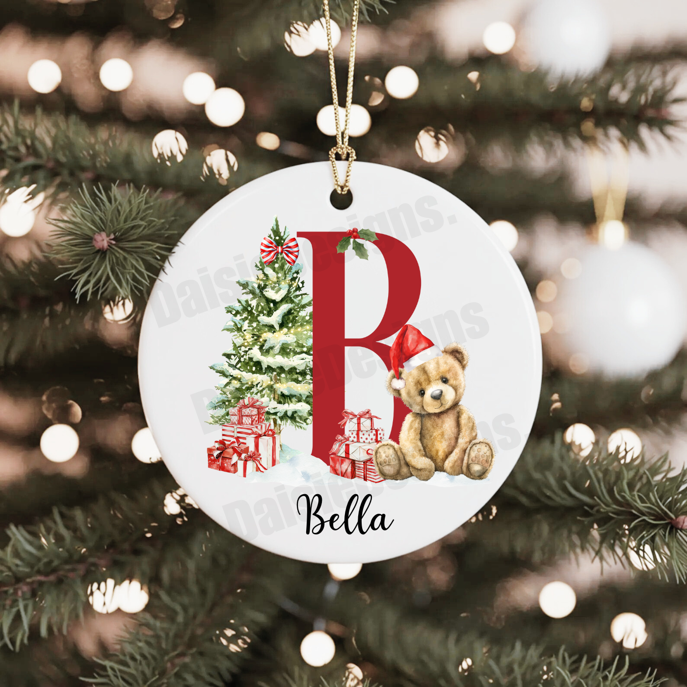 ceramic hanging flat bauble.
