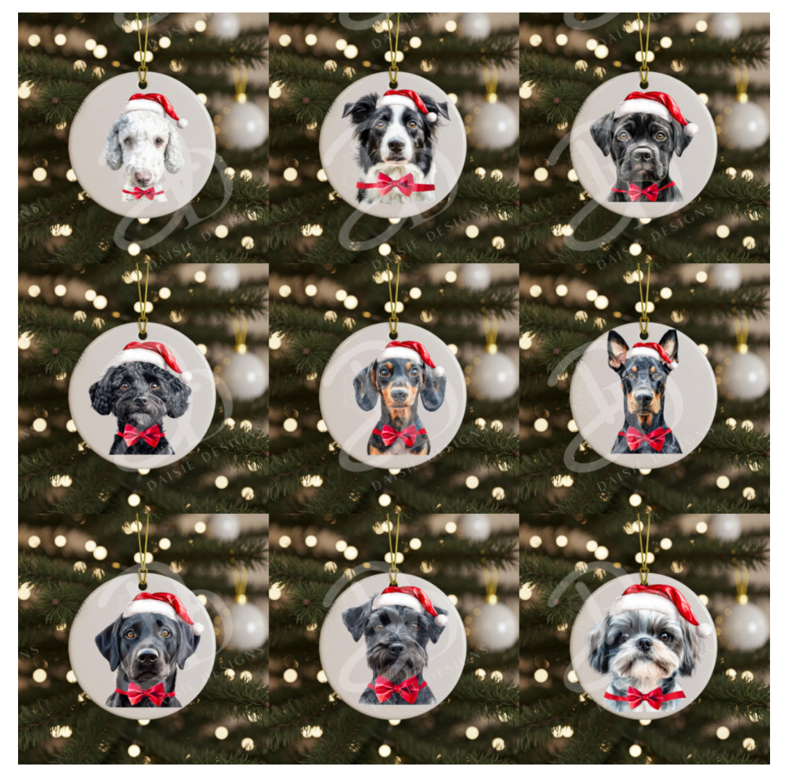 ceramic hanging flat bauble- dogs