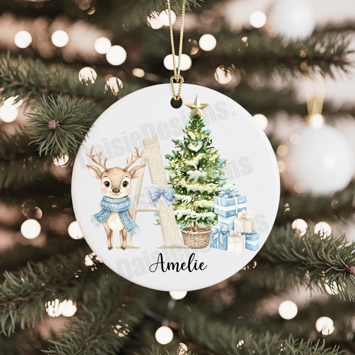 ceramic hanging flat bauble.