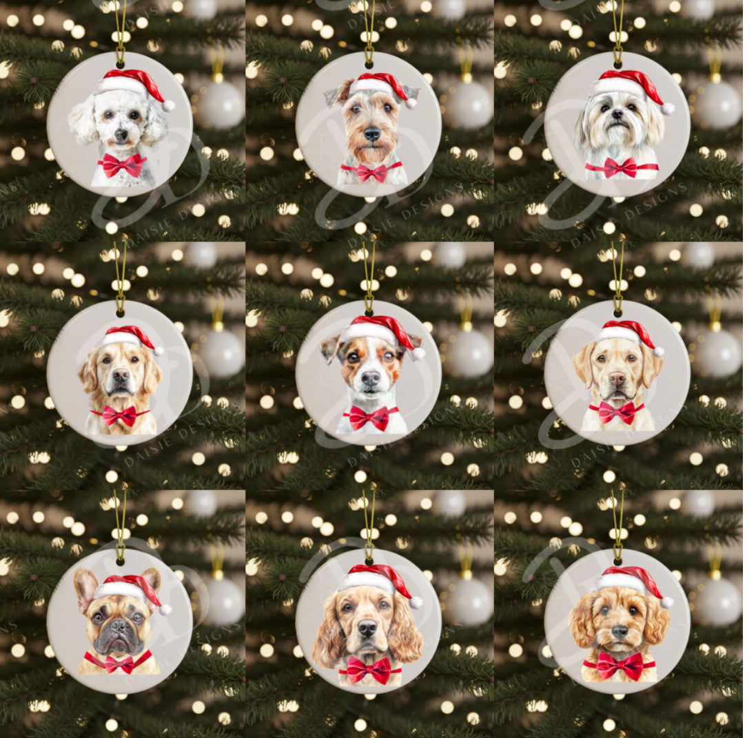 ceramic hanging flat bauble- dogs