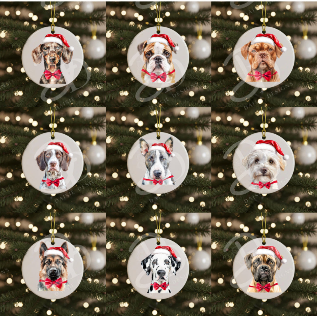 ceramic hanging flat bauble- dogs