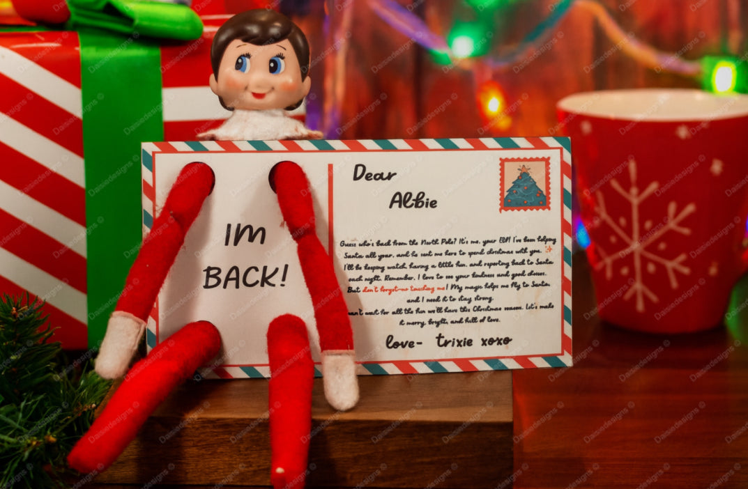 Elf on the Shelf “I’m Back!” MDF Postcard