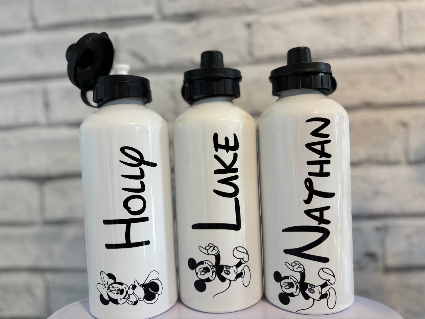 Minnie & mickey water bottles.
