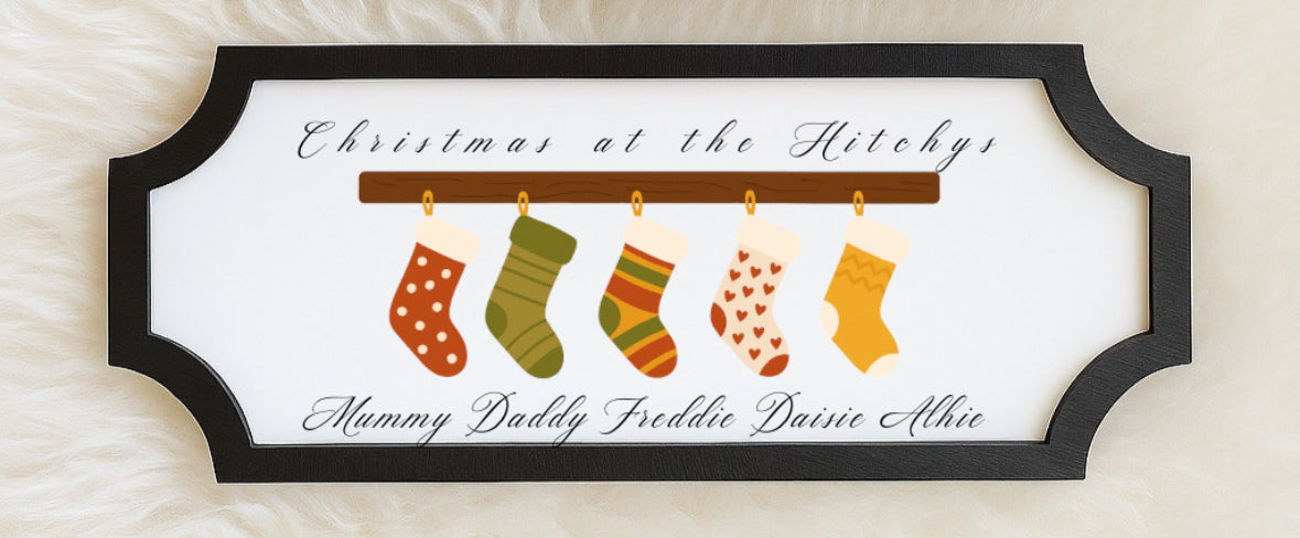 Christmas stocking wooden plaque
