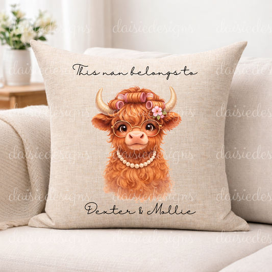 Highland cow cushion - cow with rollers