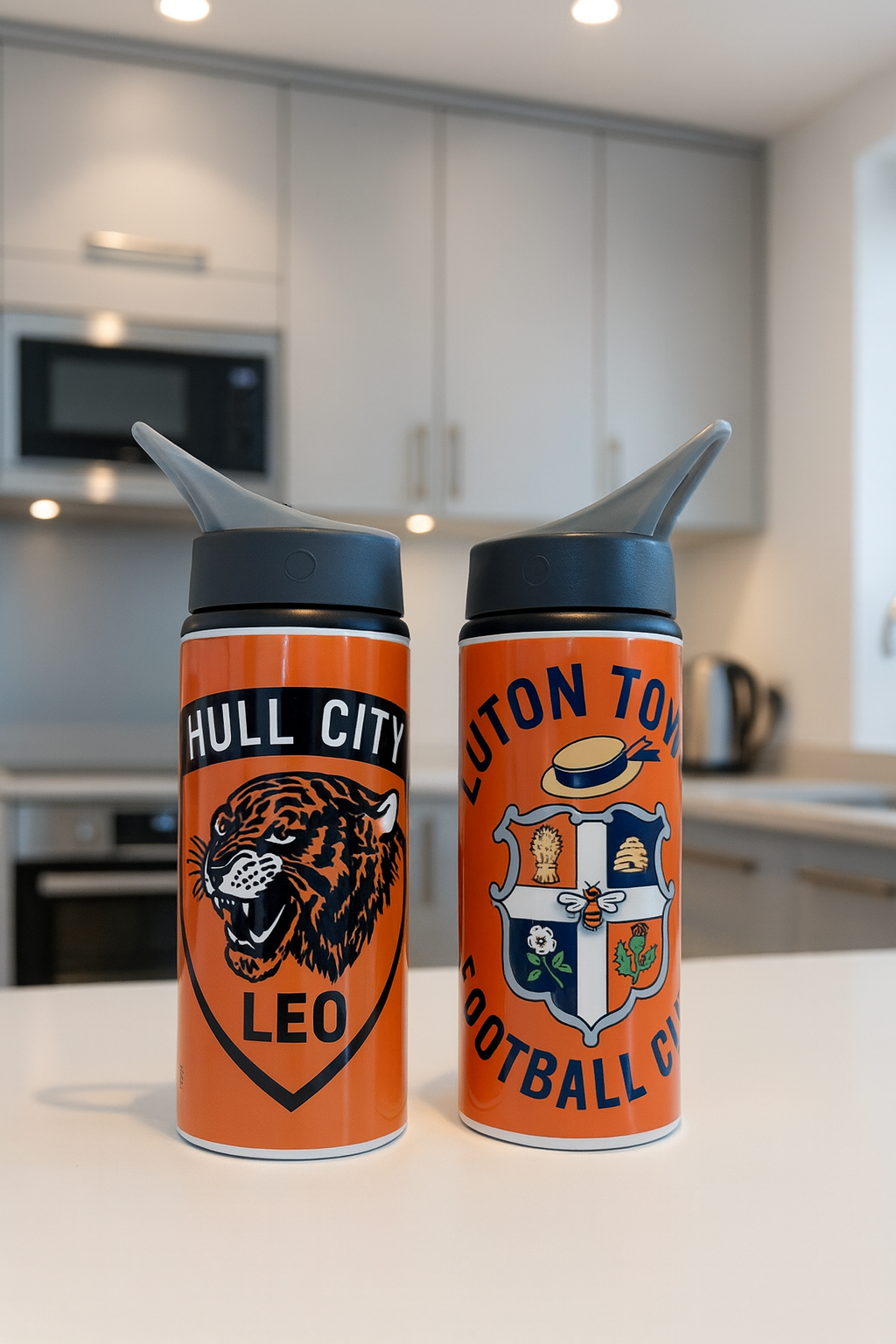 Personalised football style bottle.