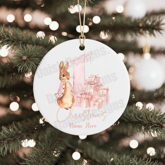 ceramic hanging flat bauble.