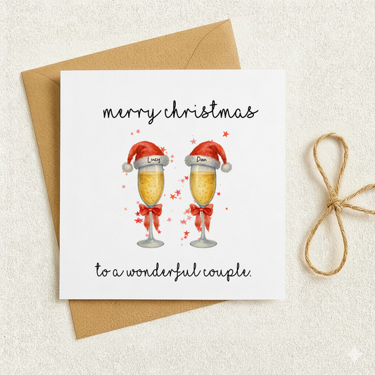 Christmas card - couple- personalised hats