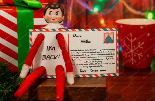 Elf on the Shelf “I’m Back!” MDF Postcard