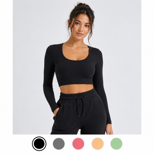 '3d' support long sleeve workout crop top